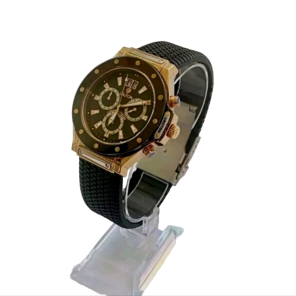 Croton Men's Black & Rose Gold Watch CC311164
